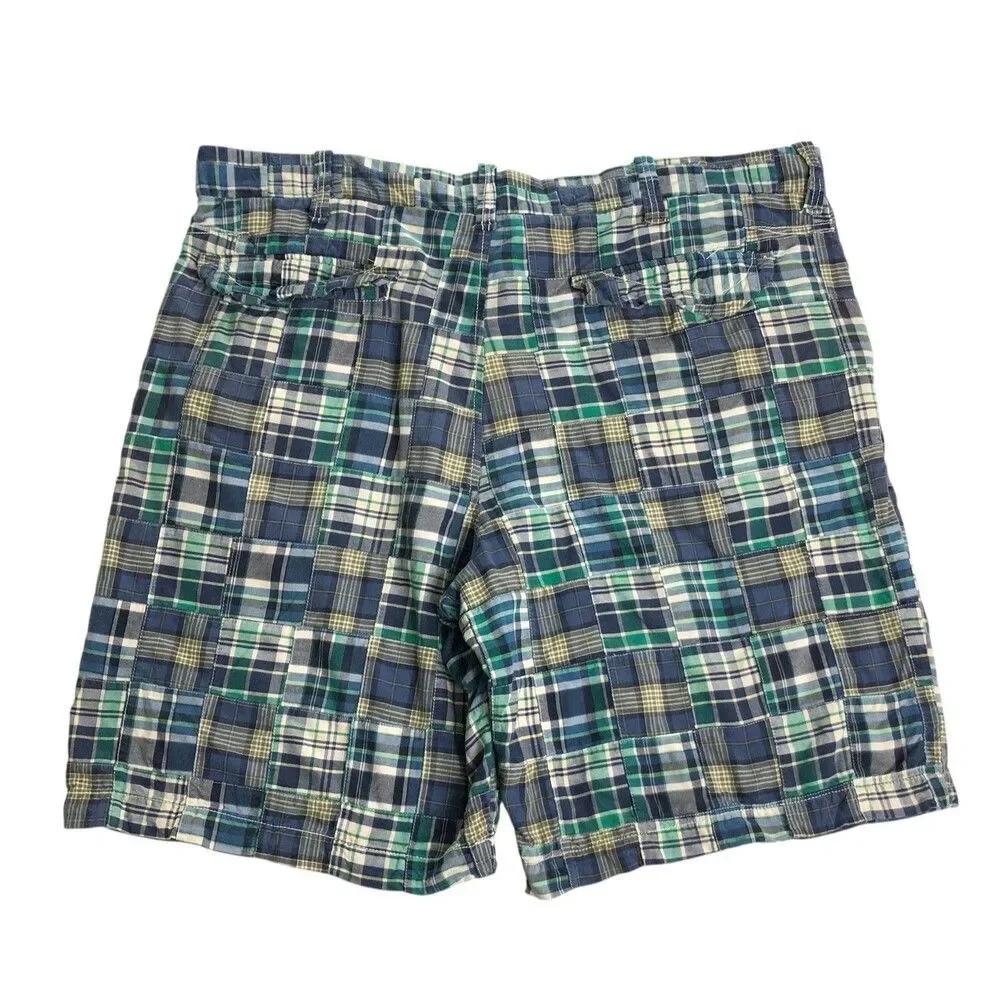 Y2K Old Navy Shorts Mens 40 Patchwork Madras Plaid Field Tested Regulation Issue